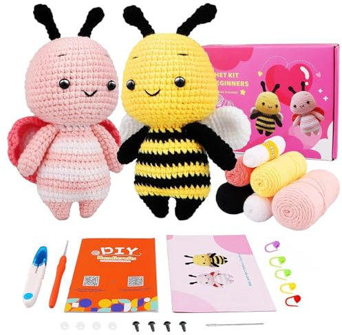 Generisch Strickset und Häkelset für Anfänger - Schritt-für-Schritt-Videoanleitungen - Tiere Häkeln - Familien-Bastelspaß für Erwachsene und Kinder