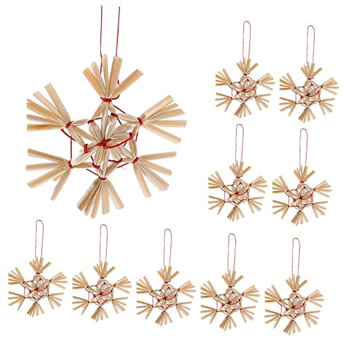 CORHAD Straw Craft Ornament Christmas Hanging Decoration 10pcs Snowflake Ornaments Style Baubles Christmas Tree Decor