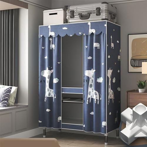 DETMOL Wardrobe Closet, Schwerlast Faltschrank Kleiderschrank, Stabil Kleiderschrank Auf Rollen Mit Ablagen, Stange Und Schutzhülle, Textil Grau, Für Schlafzimmer, Ankleidezimme