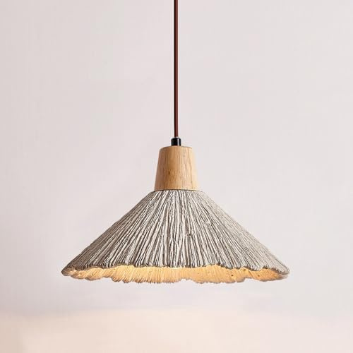 LIGKIN Lámpara Colgante de Cemento E27 Araña Estilo Minimalista Colgante Pantalla de Cemento Lámpara de Techo Vintage Ø26cm Plafón Decoración para Restaurante Bar Café, Blanco roto