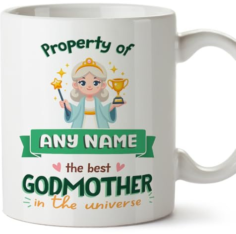 MUGFFINS Godmother Mug - in English - Property of - Funny Gift - Ceramic 11oz Mug