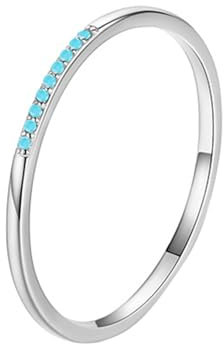 Whoiy Eheringe Weißgold 585 Zart, 14 Karat Echtgold Trauringe Hochzeitsringe Türkis Ringe für Frauen Größe 48 (15.3)