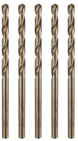 sourcing map 5pcs M35 Cobalt Twist Drill Bit 3mm(1/8) Dia High-Speed Steel Metric Drill Bit with Titanium Coating For Drilling Hard Metals, Stainless Steel, Alloy Steel, Cast Iron