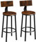 tectake® 2er Set Barhocker mit Lehne, Hocker Holz, Bistrohocker Industrial, Tresenhocker, Vintage Barstühle, Barstühle mit Fußstütze und Rückenlehne, Hocker hoch - Industrial Dunkelbraun