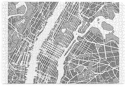 SZTVECFW New York City Map Print Jigsaw Puzzle 1000 Pieces Wooden Puzzle Gifts For Adult Family Wedding Graduation Gift