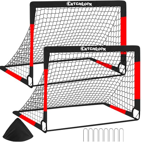 CATCHLUCK Fussballtore für Kinder Garten, 100x80/120x90cm Fußballtor Tore Fußball Kinder Pop Up 2er Set Outdoor Fussballtor mit Tragetasche