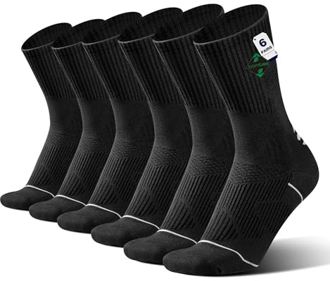 ineepor 6 Paires Bambou Chaussettes de Contention Hommes Femmes – Légères, Sans Couture, Transpirantes, Anti-Odeur – Course, Randonnée, Vélo