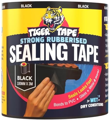 Tiger Tape® Pond & Underwater Sealing Tape | Seals & Patches Leaks Fast | Strong Rubberised repairs on Smooth Non-Porous Surfaces | Ideal for Ponds, Pools, Gutters, Boats & Plumbing 100mm x 3m