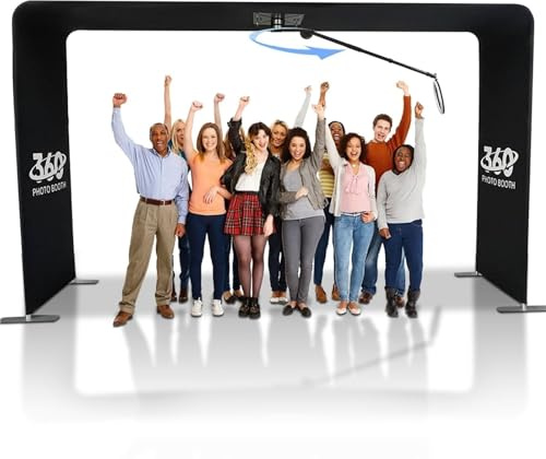 360 Photo Booth Machine, Automatisch Rotierende Selfie Photobooth mit Ringlicht, Zeitlupe Video und Ganzkörper-Spin-Kamera, Ideal für Gruppenfotos bis zu 15 Personen, Benutzerdefinierte Logo-Option