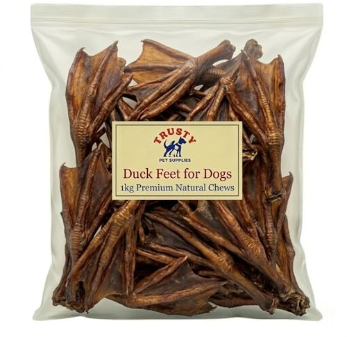 Duck Feet for Dogs 1kg | Natural Dog Treat | Hypoallergenic & Grain Free | High in Glucosamine & Calcium | Natural Chews | Chicken Feet Dog Treats for Large & Small Dogs | By Trusty Pet Supplies