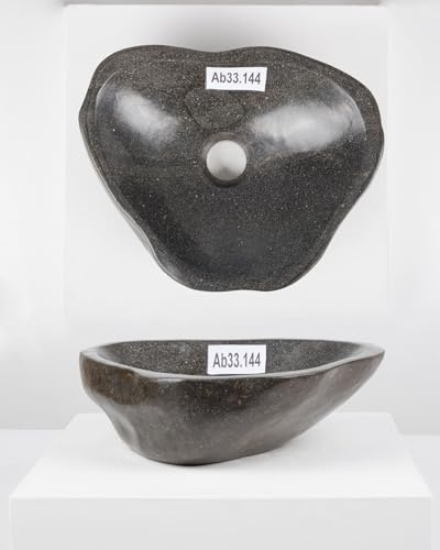 Wohnfreuden Lavabo en pierre naturelle ovale 30 cm Gris Avec choix unique