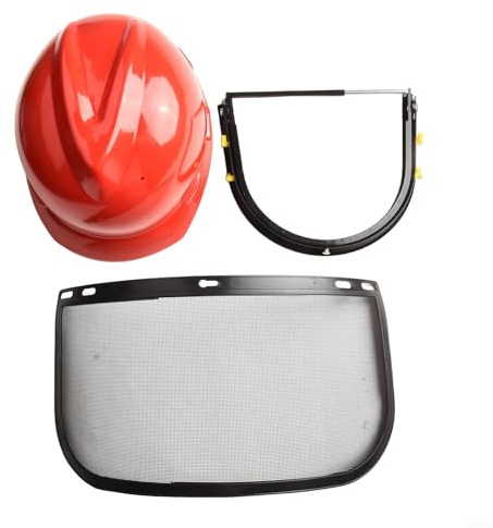 Gdfnmogo Kettensägen-Sicherheitshelm mit Mesh-Gesichtsschutz, verstellbarem Kopfband und leichtem Design, dauerhafter Kunststoff- und Netzschutz für Outdoor-Rasenmäher, Trimmer