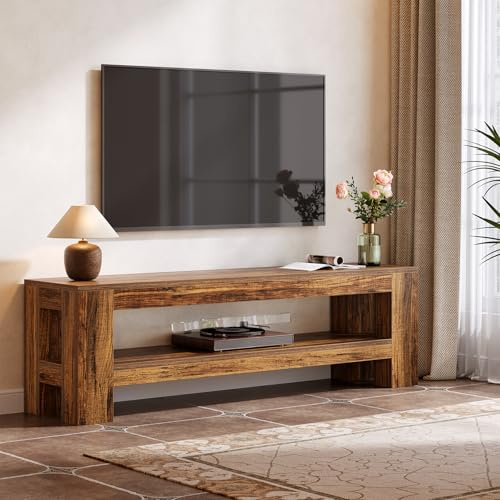 Tribesigns TV Board 150 cm für Fernseher bis 75 Zoll, Lowboard im Industrial Design, TV Unterschrank mit Ablagefach, Fernsehtisch für Wohnzimmer & Schlafzimmer, TV Konsole Vintage Braun