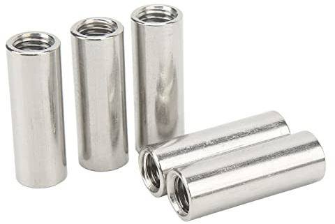 Fauitay 5-teilige Überwurfmutter, Runde M12-Edelstahl-Stangenverbindungsmutter mit Innengewinde, mit Klarem Gewinde für die Reparatur Mechanischer Geräte in der Heimdekoration