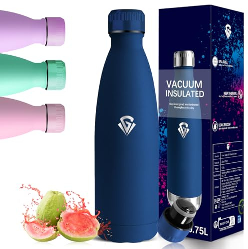 Botella Agua Acero Inoxidable 1 litro, Prueba de Fugas Termo, Mantiene 24H Frio/12H Calor, Cantimplora Termica Sin BPA, Reutilizable Botella Agua Gimnasio para Exterior, Viaje, Gym