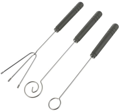 Zuckergabel 3 Stück Edelstahl Dipping Gabeln Weihnachten Mottoparty | Kunststoffgriff, 3 Formen für Feines Tauchen, Schokoladengabeln zum Dippen, für Pralinen und Cake Balls