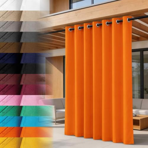 Lantigo Outdoor Vorhang Orange 155x180 cm wasserdicht Ösen Raffhalter | Polyester Oxford 500D wasserdicht · kompakte Höhe für Geländer & Balkon · Pergola, Pavillon, Carport · 14 Farben