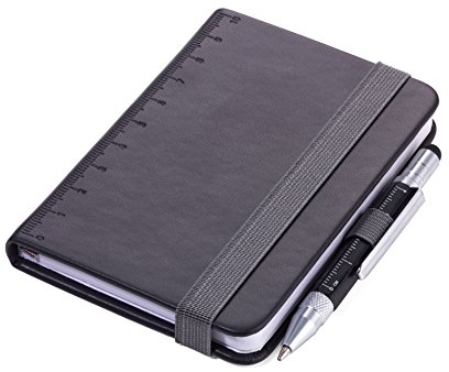 TROIKA LILIPAD+LILIPUT – NPP25/BK – Notizblock DIN A7 inkl. Kugelschreiber – Notizbuch – Lesezeichen – Lineal (10 cm) – FSC zertifiziertes Papier, perforierte Seiten, Punktraster – TROIKA-Original