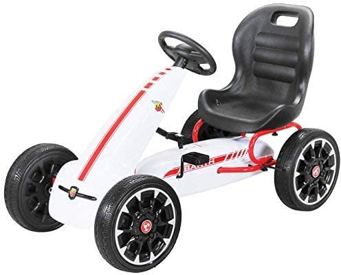 Actionbikes Motors GoKart Abarth FS595 | Lizenziert - Kettcar - Go Kart - Kinderauto mit Handbremse - Go Cart - Kinder GoKart - Tretauto - Kart - Kinderfahrzeug - Auto für Kinder ab 3 Jahre (Weiß)