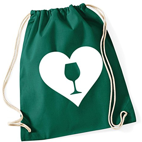 Hippowarehouse Heart Wine Drawstring Cotton School Gym Bag 37cm x 46cm, 12 litres