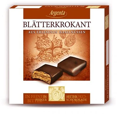 Argenta Blätter Krokant in Zartbitter Schokolade 85g - 16% Haselnüsse
