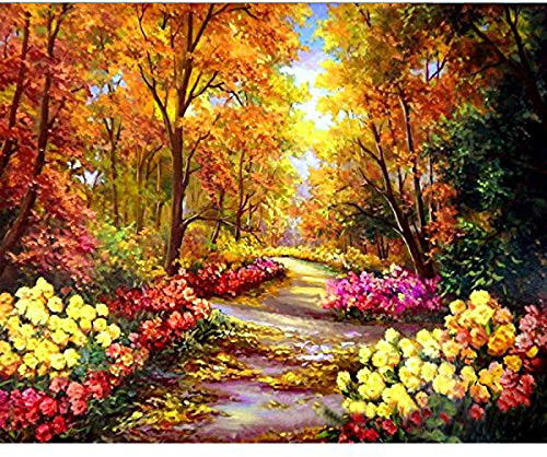 MXJSUA Square Diamond Painting Erwachsene 5D Diamant Painting Bilder Erwachsene 5D Diamond Painting Set Herbst Diamond Painting Square Drill Bilder für Home Wall Decor 30x40 Herbst Landschaft Blüte