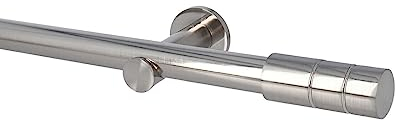 Sento 25mm Gardinenstange Vorhangstange 1-läufig Wandmontage Modern Edelstahl Optik 280 cm Ilusion