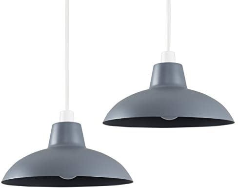 MiniSun | Retro Style Dark Grey Metal Ceiling Light Shades | Pendant Lights, Home Décor & Improvement Essential | Set of 2 | 288cm Shade Width