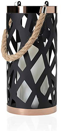 Pauleen 48012 Lantern Soul Laterne mit LED Kerze Flackereffekt warmweiß Schwarz Weiß IP44 Metall/Kunststoff