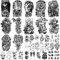 Yazhiji 36 hojas de pegatinas de tatuajes temporales, 12 hojas de cuerpo, brazo, pecho, hombro, para hombres o mujeres con 24 hojas negros diminutos.