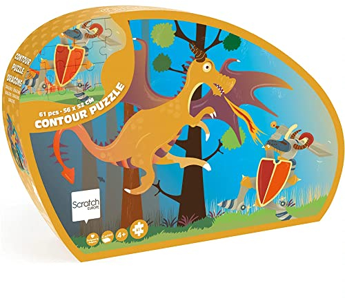 SCRATCH 276181132 Shape Puzzle Drache, Konturpuzzle für Kinder ab 4 Jahren, 61 Teile