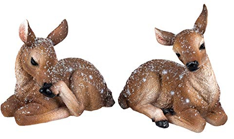 formano Dekofigur REH 2er Set 12 cm Rehkitz Rehe beschneit Zierfigur Figur Haus Garten