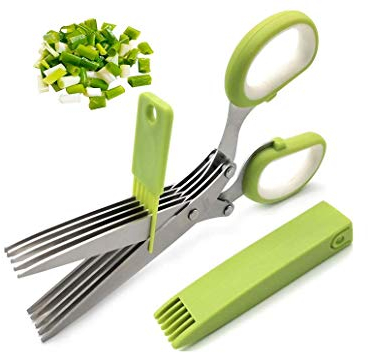 seaNpem Herb Scissors Set with 5 Stainless Steel Blades, Multipurpose Cutting Shears for Chop, Mince & Snip Herbs, Dishwasher Safe