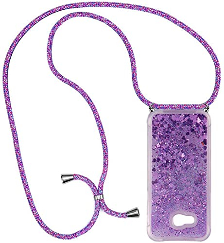 PekaTech Handykette für Samsung Galaxy A5 2017 / A520, Glitzer Flüssig Bewegende Treibsand Hülle mit Band Umhängetaschen+Hüllen mit Umhängeband Handykordel mit Schutzhülle Stylische Kette mit Case