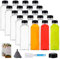 Jucoan 20 Pack 16oz/500ml Plastic Juice Bottles with Black Cap, Clear Reusable Containers with Lids, Great Disposable Bottles for Making Juice, Milk, Salad Dressing, Smoothie and Other Beverages