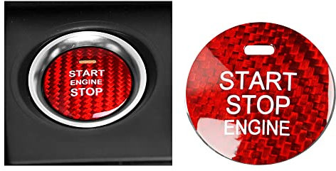 HIBEYO Auto Motor-Startknopf-Abdeckung Aufkleber Passt für Mazda CX-3 CX-4 CX-5 CX-8 MX-5 AXELA ATENZA Kohlefaser Push-Start Schutzhülle Zündschlüssel Start Stop Knopf AutoInnenraum zubehör-Rot