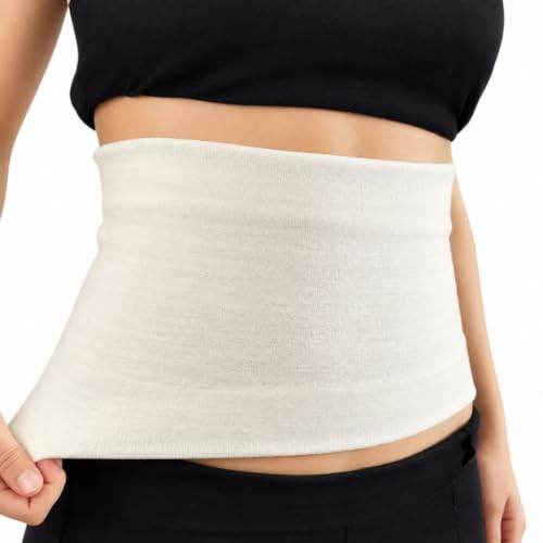 GYOUNG - Bancera Wolle Elastisches Band Wärmeband Bauchgurt Nierengurt wärmend, Weiß, 6