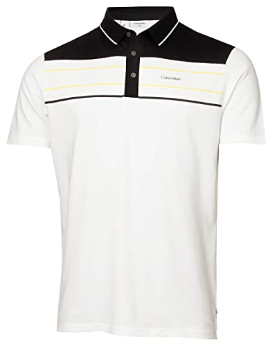 Calvin Klein Mens Blackwater Golf Polo Shirt - White/Yellow - XL