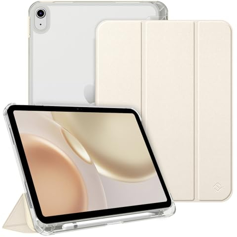 Fintie Hülle für iPad (A16) 11 Generation 11 Zoll 2025, iPad 10 Generation 10.9 Zoll 2022 mit Stifthalter - ultradünne leichte Schutzhülle mit transparenter Rückseite, Auto Schlaf/Wach, Starlight