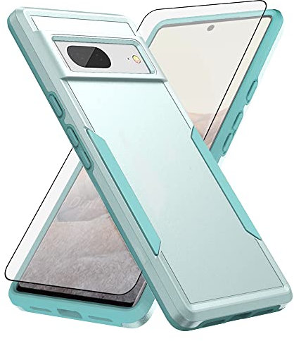 Asuwish Phone Case for Google Pixel 7 5G with Tempered Glass Screen Protector Cover and Slim Thin Hybrid Full Body Protective Mobile Dual Layer Cell Accessories Pixel7 Pixle Seven 6.3 Women Men Green
