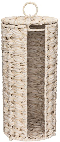 GRANNY SAYS Toilet Roll Storage Holder, Pack of 1 Toilet Roll Holder Free Standing White, Waterproof Toilet Paper Storage Organizer for Bathroom, Décor Wicker Holder Cabinet for 3 Toilet Paper Rolls