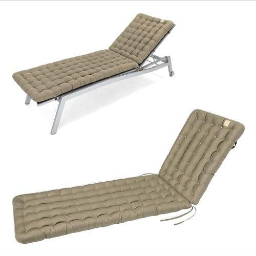 HAVE A SEAT Living - Sonnenliege Auflage Luxury | 200x60 cm - Bequeme Gartenliege Auflage, 8 cm Dick - Waschbar bis 95°C, Orthopädisch, Wetterfest - Made in Germany (200x60 cm, Goldbraun)