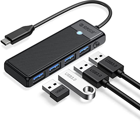 USB C Hub, ORICO USB Hub 4 Ports USB 3.0 Hub, USB Verteiler 5Gbps USB C Adapter für MacBook, MacBook Air, iMac, MacPro, Windows Laptops und Ultrabooks, 0.15M Schwarz