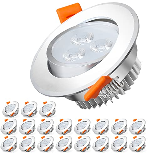 Sonnewelt LED spot Einbaustrahler 230V 20 Stück x 3W warmweiß LED deckenleuchte Spots schwenkbar energieeffizient Deckenspots flach Einbauleuchten fr Badezimmer Kche Wohnzimmer Korridor