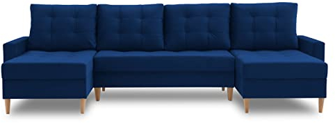 Ecksofa Lena U mit schlaffunktion und Bettkasten - U-förmig - Kronos Stoff - Modernes Design - Eckcouch in U-Form (Kronos 09)