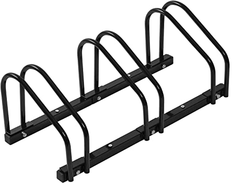 WOLTU Rastrelliera per Biciclette a 3 Posti Portabici, Montaggio a Terra/Muro Supporto Per Biciclette in Metallo, Nero