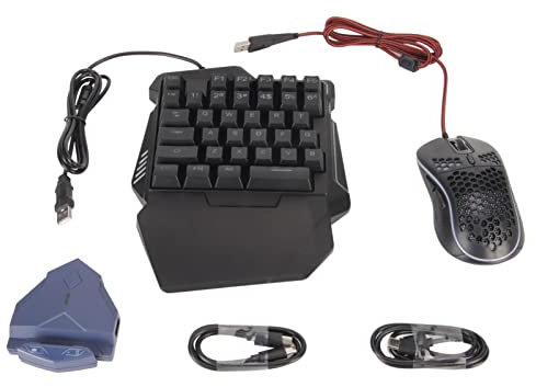Adaptador Convertidor de Teclado y Ratón para NintendoSwitch XboxOne PS4 PS3 con Ratón para Juegos y Combo de Teclado Programable Silencioso con una Mano para Juegos Móviles