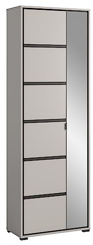 xonox.home Garderobe Jaru X82C4613 Garobenschrank Schrank Aufbewahrung in grau Nb. Absetzung schwarz, ca. 65x196x37cm