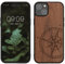 kwmobile Wood Case Compatible with iPhone 15 Plus Case - Cover - Navigational Compass Dark Brown
