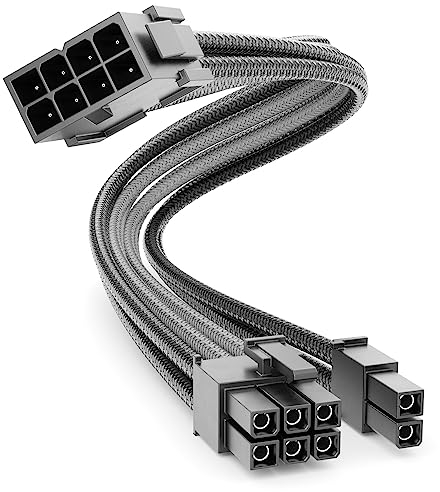 deleyCON 6+2 Pin PCI Express Scheda Grafica GPU Cavo di Alimentazione Cavo di Estensione 30 cm - 18 AWG PSU PC Computer Nylon Cavi di Corrente Spina a Presa - Nero Grigio